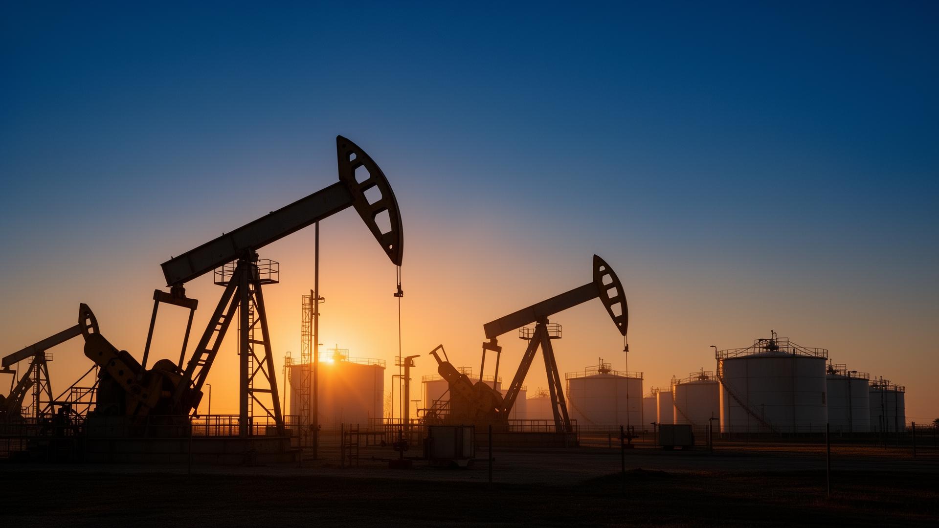Installation pétrolière au coucher du soleil